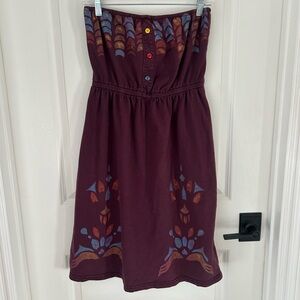 Scrapbook Strapless Maroon Dress with Multi-Color Accents